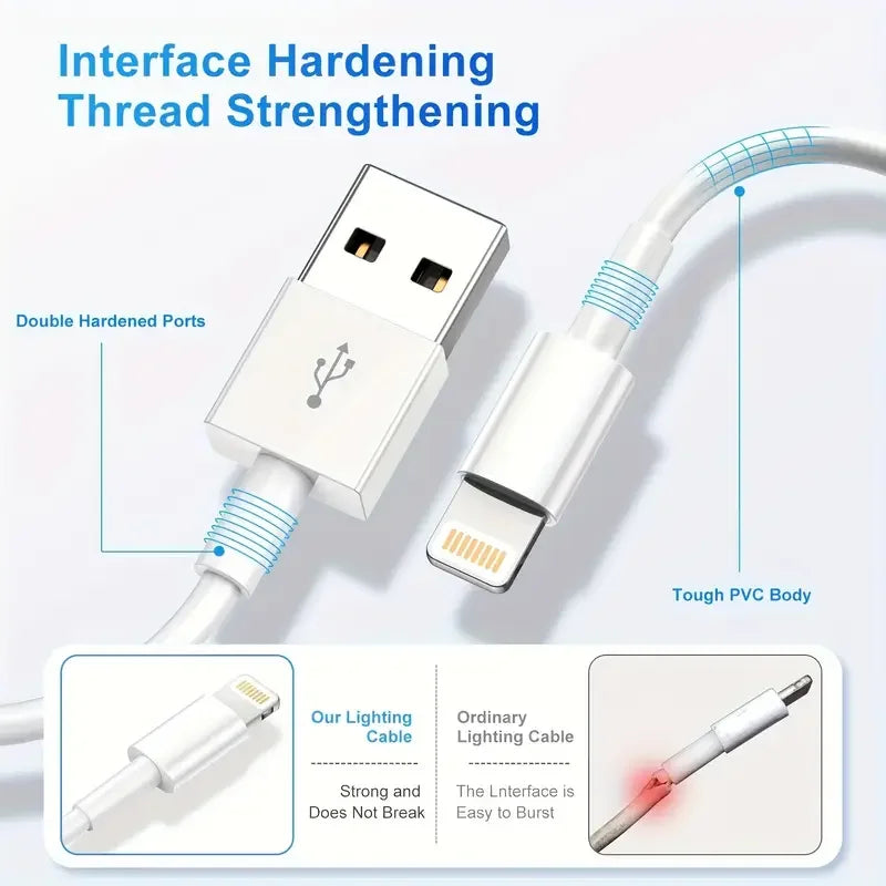 Iphone charger lightning 3m fast 5time durability iphone/ipod/ipad